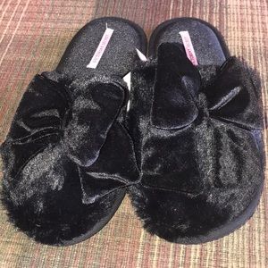 Victoria Secret Black Bow Slippers